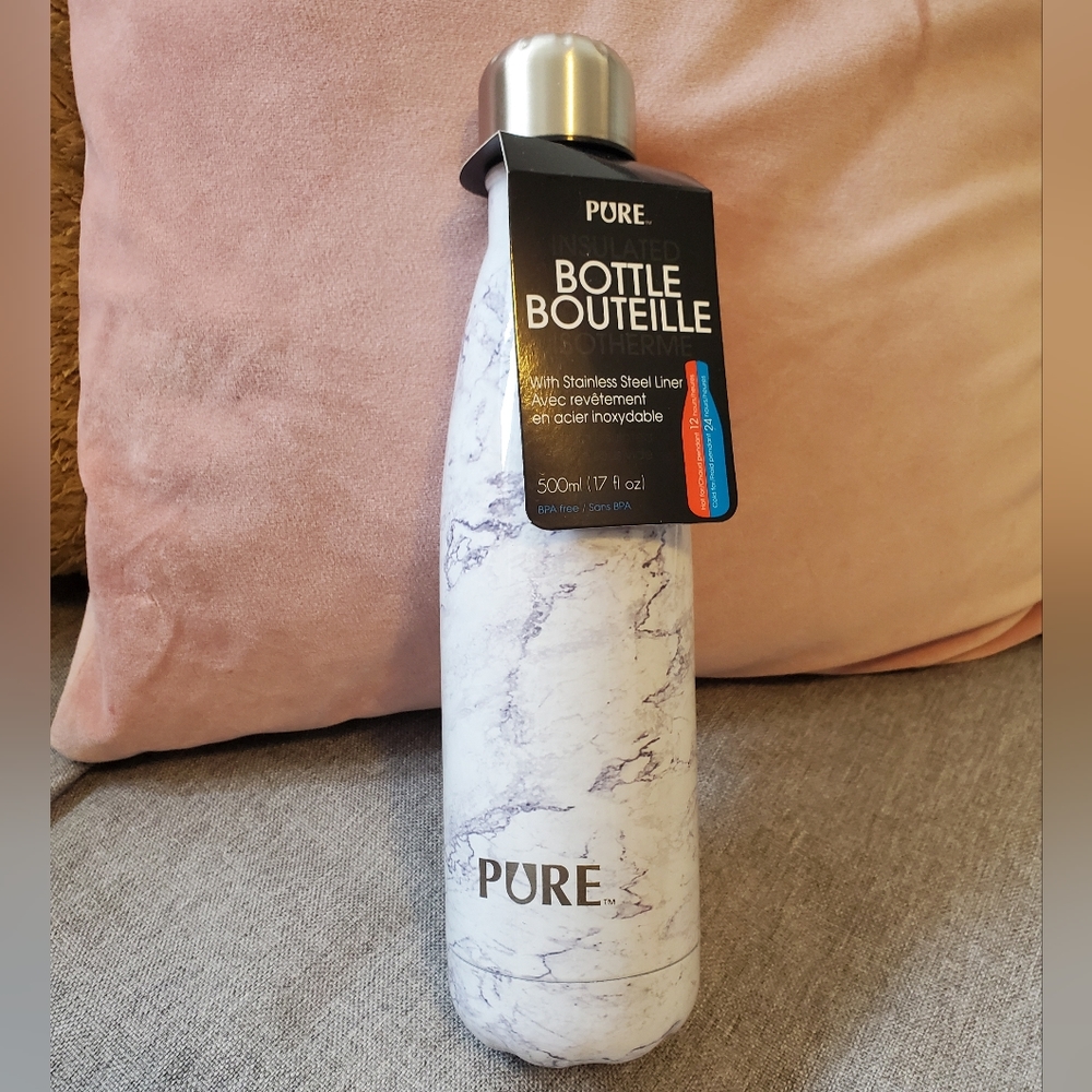 BNWT PURE Stainless Steel Insulated Water Bottle for Hot or Cold BPA free